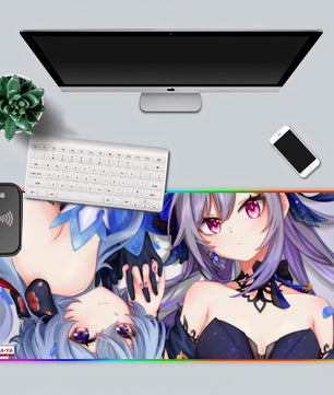 Genshin Impact Premium RGB Gaming Mouse Pad (with Wireless Charging) - Ganyu & Keqing: 