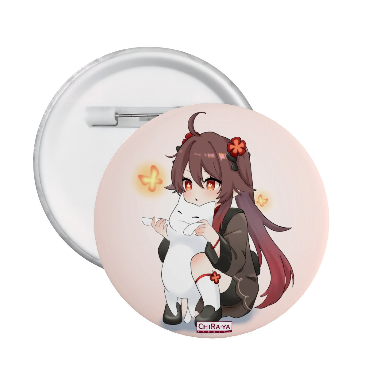 Genshin Impact Pin Badge - Hu Tao: "Neko Smol Tao"