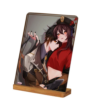 Genshin Impact Metal Print with Stand - Hu Tao & Zhongli: 