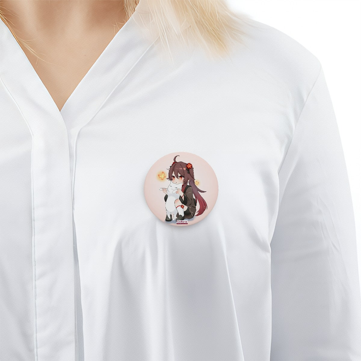Genshin Impact Pin Badge - Hu Tao: "Neko Smol Tao"