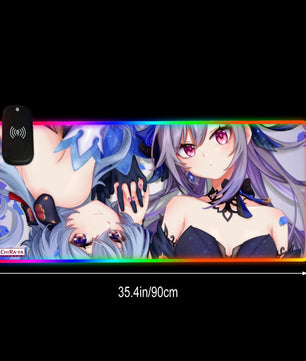 Genshin Impact Premium RGB Gaming Mouse Pad (with Wireless Charging) - Ganyu & Keqing: 