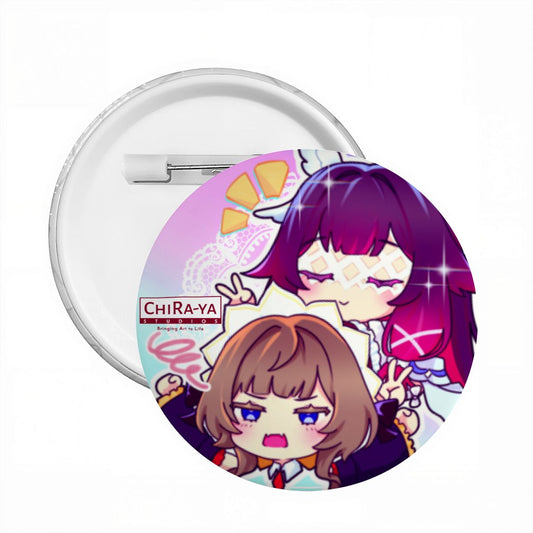 Genshin Impact Pin Badge - Columbina & Sandrone: "Teatime" (Chibi Version)