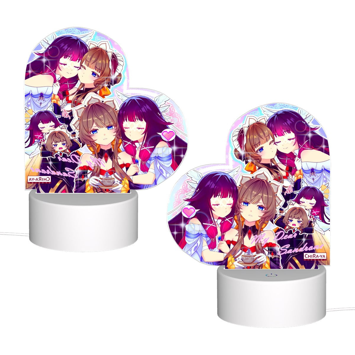 Genshin Impact Heart-Shaped Night Light - Columbina & Sandrone: "Teatime"