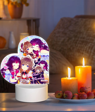 Genshin Impact Heart-Shaped Night Light - Columbina & Sandrone: 