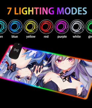 Genshin Impact Premium RGB Gaming Mouse Pad (with Wireless Charging) - Ganyu & Keqing: 