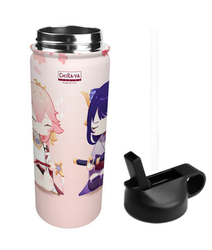 Genshin Impact Vacuum Insulated Tumbler - Raiden Shogun & Yae Miko: The Irodori Statues of Eimiko