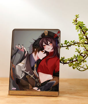 Genshin Impact Metal Print with Stand - Hu Tao & Zhongli: 