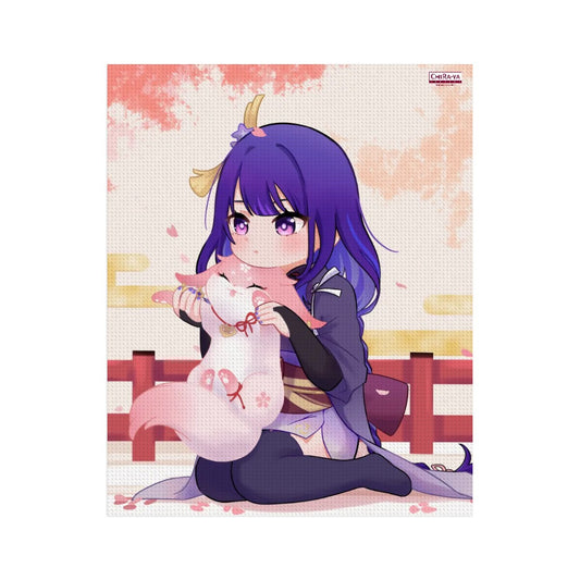Genshin Impact DIY Diamond Painting Kit - Raiden Shogun: "Ei with Fox Miko"