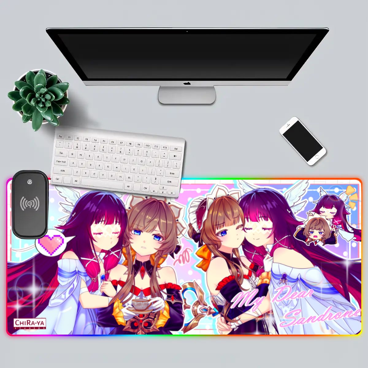 Genshin Impact Premium RGB Gaming Mouse Pad (with Wireless Charging) - Columbina & Sandrone: "Teatime" Chiraya Studios