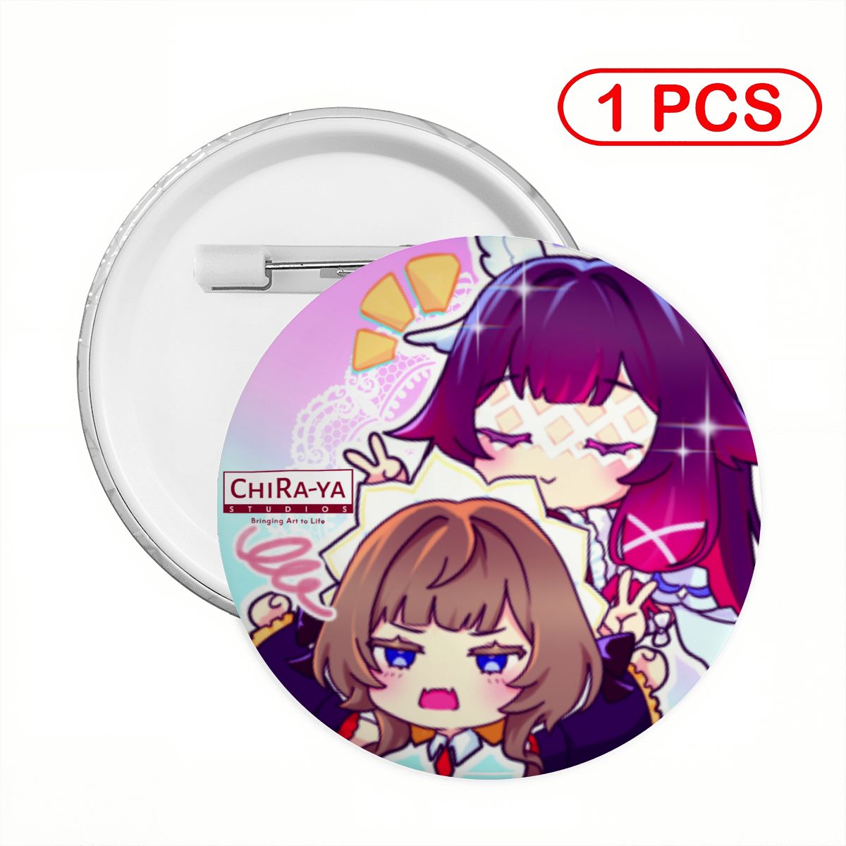 Genshin Impact Pin Badge - Columbina & Sandrone: "Teatime" (Chibi Version) Chiraya Studios
