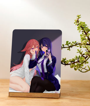 Genshin Impact Metal Print with Stand - Raiden Ei & Yae Miko: 