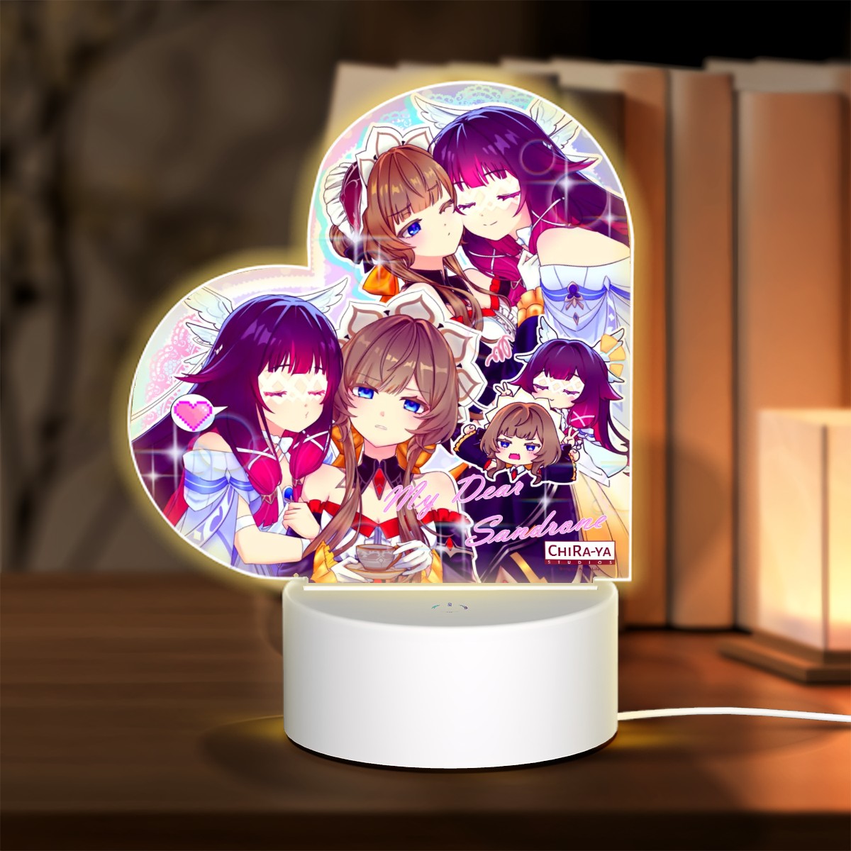 Genshin Impact Heart-Shaped Night Light - Columbina & Sandrone: 