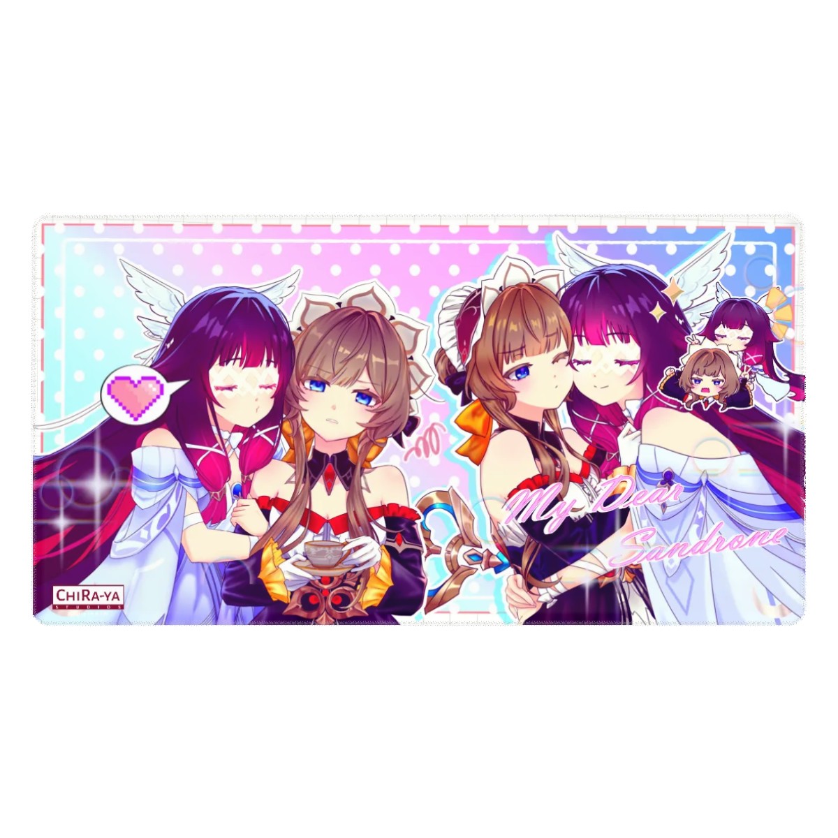 Genshin Impact Columbina and Sandrone extra large anime gaming mouse pad by Chiraya Studios
