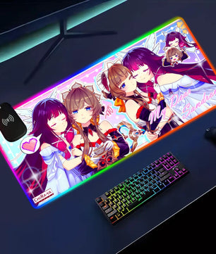 Genshin Impact Columbina and Sandrone anime RGB gaming mouse pad by Chiraya Studios