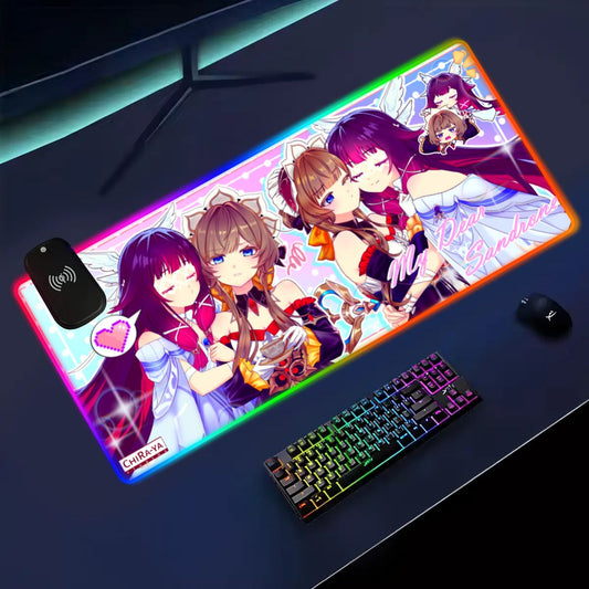 Genshin Impact Columbina and Sandrone anime RGB gaming mouse pad by Chiraya Studios