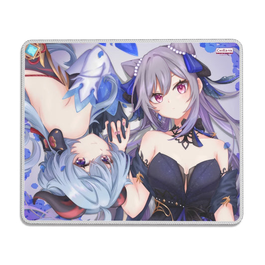 Genshin Impact Ganyu x Keqing (GanQing Impact) anime gaming mouse pad by Chiraya Studios