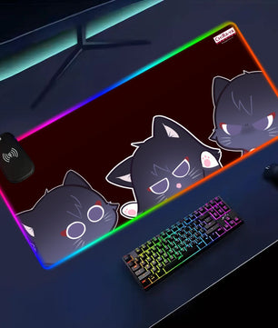Genshin Impact Scarameow anime RGB gaming mouse pad by Chiraya Studios