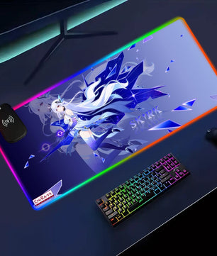 Genshin Impact Skirk anime RGB gaming mouse pad by Chiraya Studios