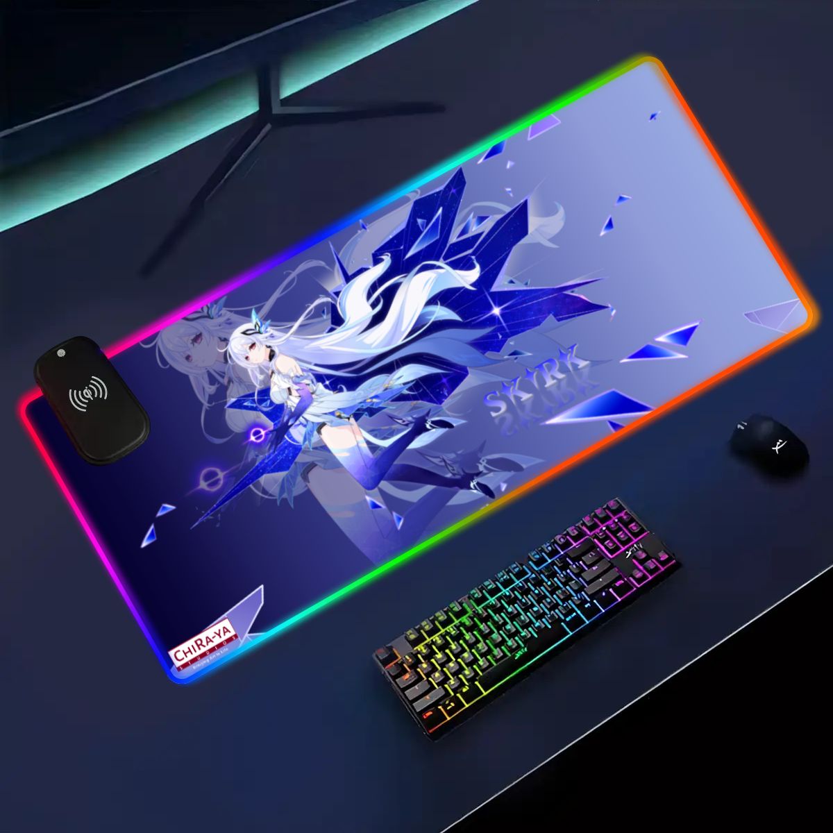 Genshin Impact Skirk anime RGB gaming mouse pad by Chiraya Studios