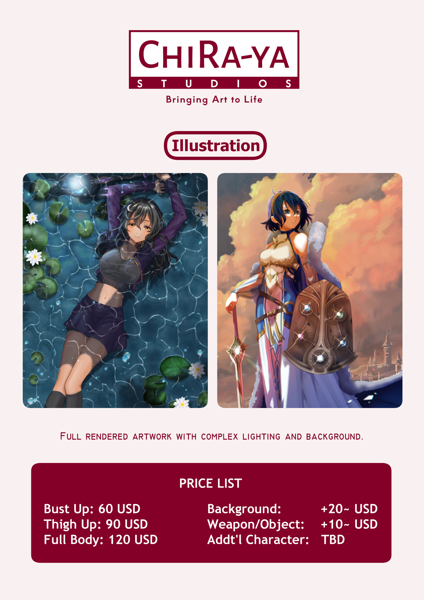 Custom Art Commission by Chiraya Studios (Quote Required)