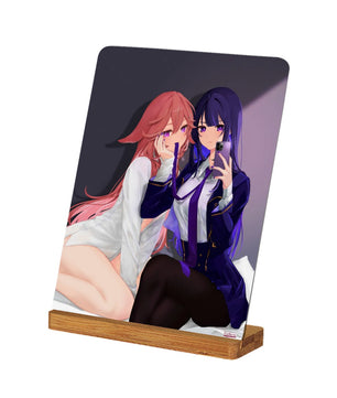 Genshin Impact Metal Print with Stand - Raiden Ei & Yae Miko: 