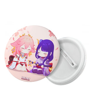 Genshin Impact Pin Badge - Raiden Shogun & Yae Miko: 