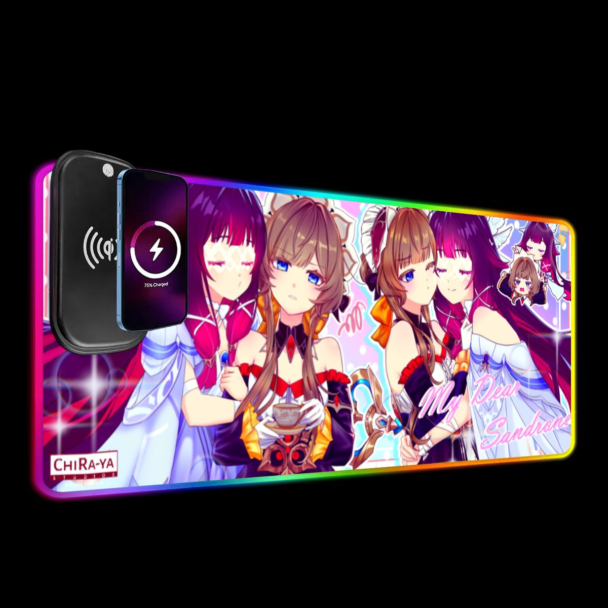 Genshin Impact Premium RGB Gaming Mouse Pad (with Wireless Charging) - Columbina & Sandrone: "Teatime" Chiraya Studios