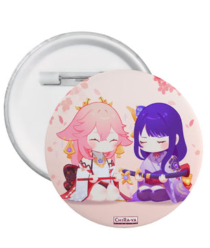 Genshin Impact Pin Badge - Raiden Shogun & Yae Miko: 