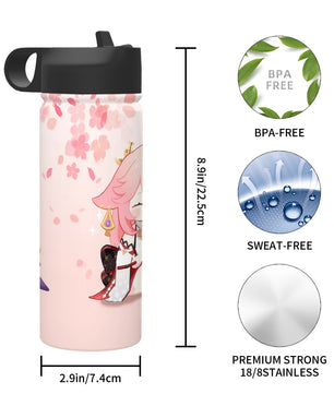 Genshin Impact Vacuum Insulated Tumbler - Raiden Shogun & Yae Miko: The Irodori Statues of Eimiko