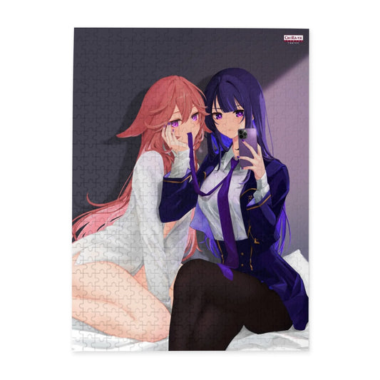 Genshin Impact Wooden Jigsaw Puzzle (500pcs) - Raiden Ei & Yae Miko: "Bedroom Selfie"