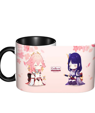 Genshin Impact Ceramic Mug - Raiden Shogun & Yae Miko: The Irodori Statues of Eimiko