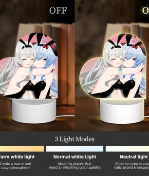 Genshin Impact x Honkai Star Rail Heart-Shaped Night Light - Firefly & Ganyu: 