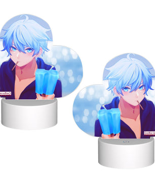 Genshin Impact Chongyun LED night light acrylic lamp design; back and front