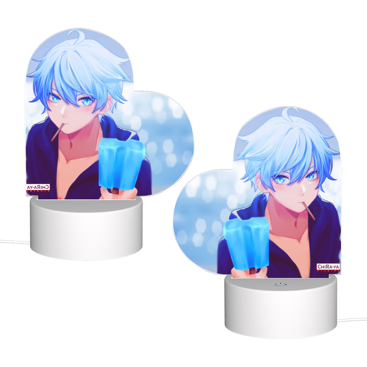 Genshin Impact Chongyun LED night light acrylic lamp design; back and front