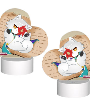 Guilty Gear Cat Asuka LED night light acrylic lamp design; front and back
